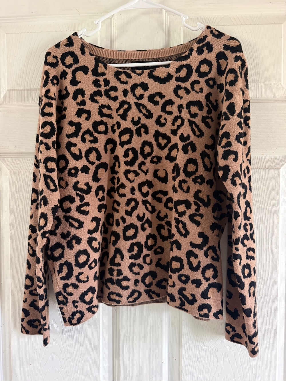 Rachel Zoe Leopard-Print Crewneck Sweater in Tan and Black